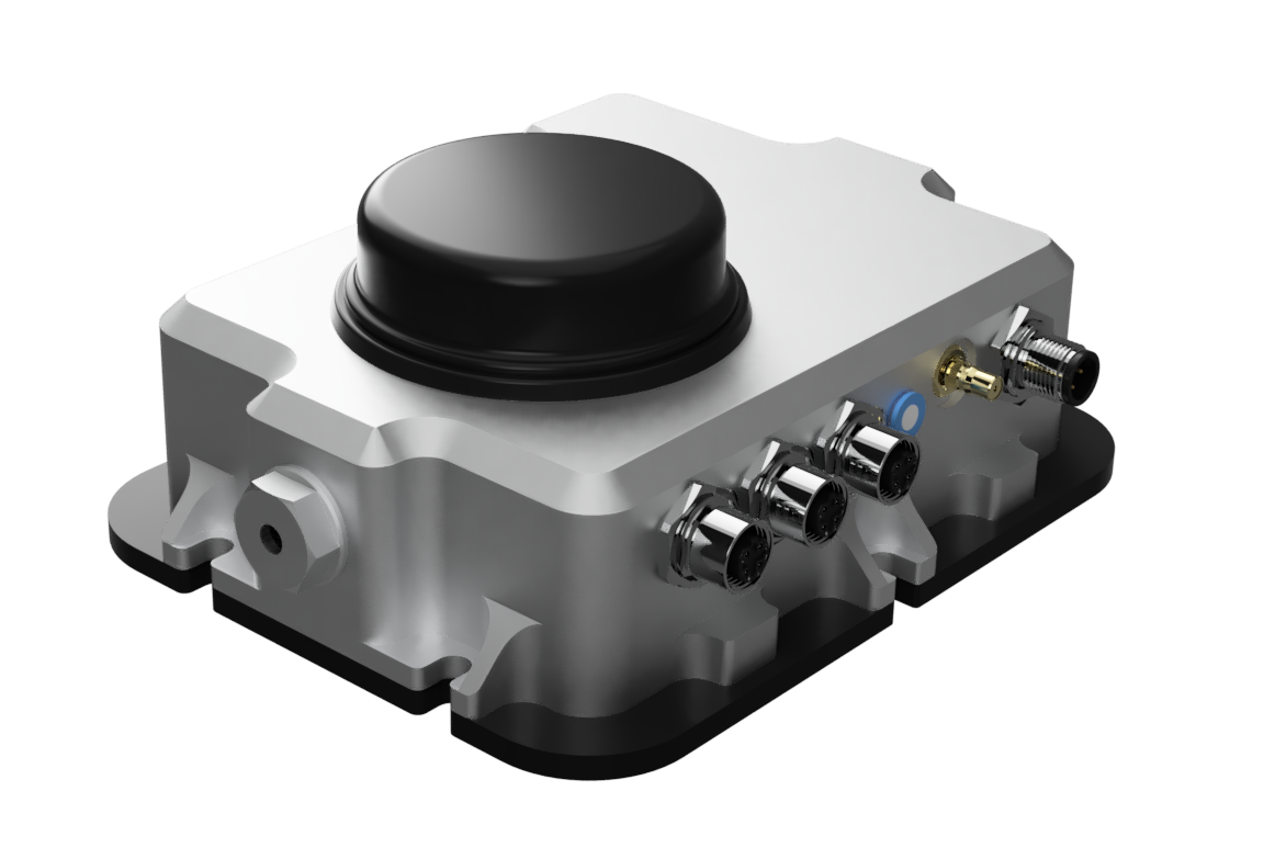 RET1000 railway stress tracker – compact bogie-mounted sensor from Parametric with Ethernet, USB, AUX and PWR interfaces.