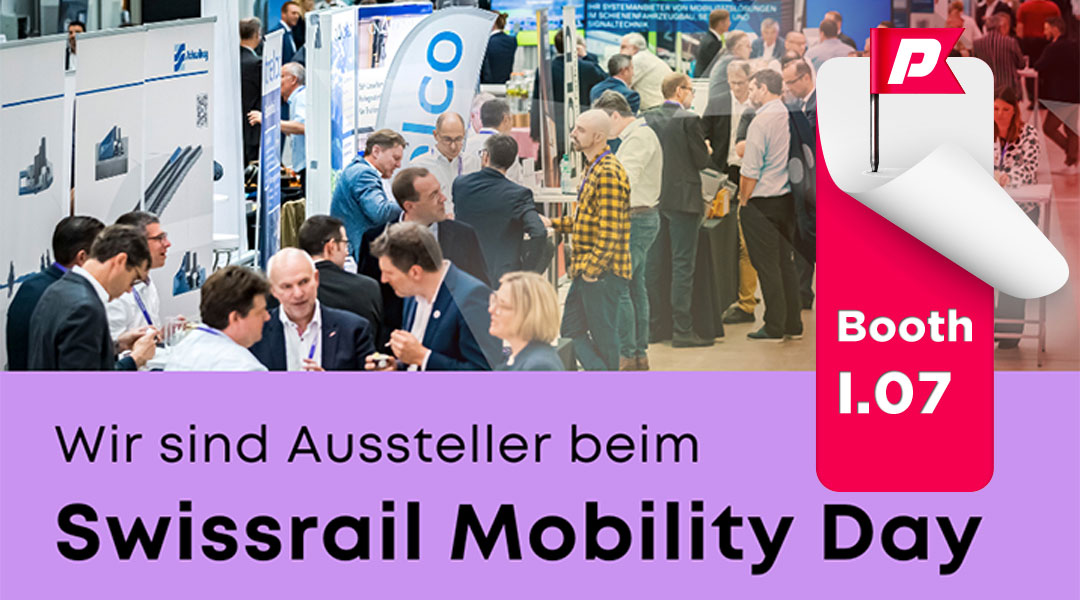 Exhibition scene at Swissrail Mobility Day. Parametric is an exhibitor at Booth I.07.