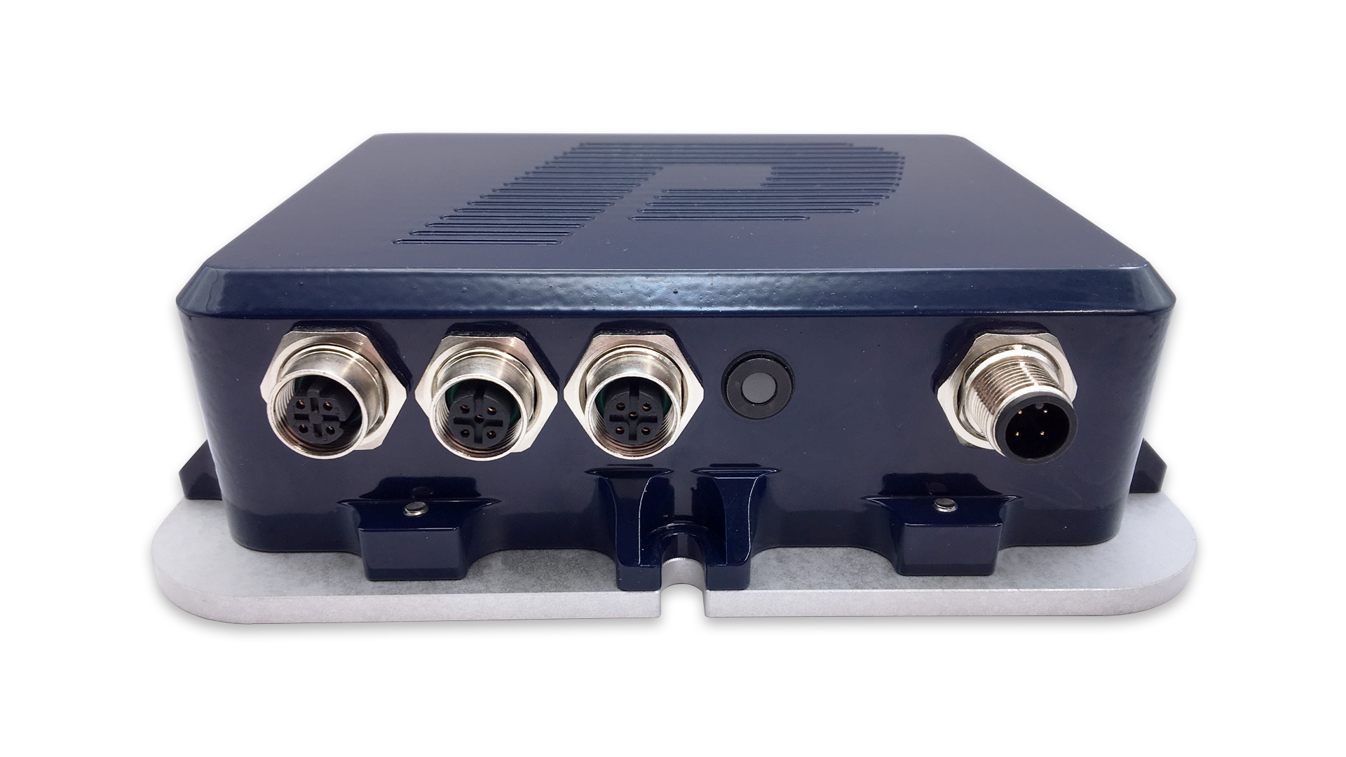 Front view of the RET4000 Measuring Node, a time-synchronized, mobile RET measuring system designed to record analog and digital values from external sensors, featuring durable connectors and a robust blue housing.